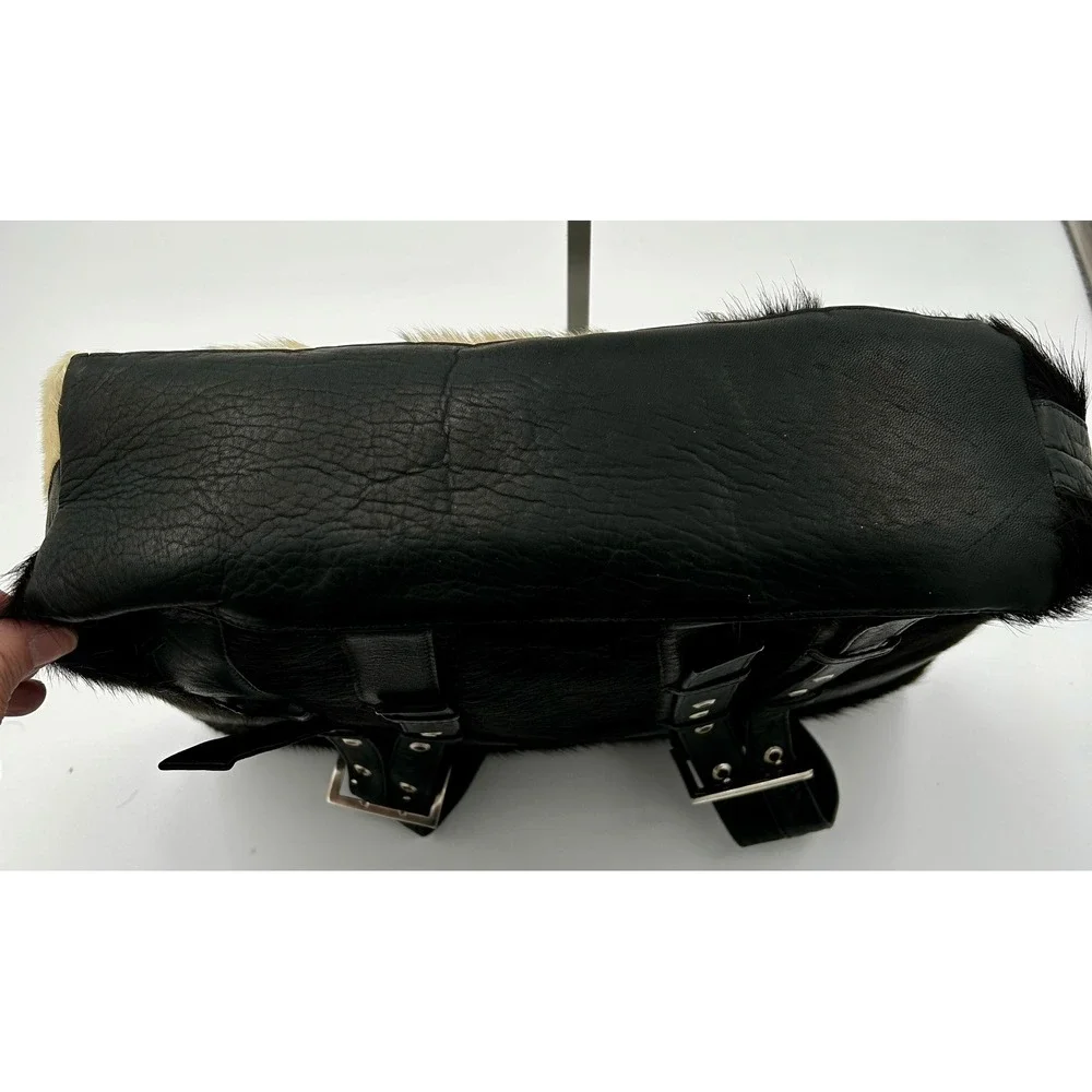 American Angel Hair-On-Hide Tote Bag Women Black Leather‎ Cowhide Western Glam